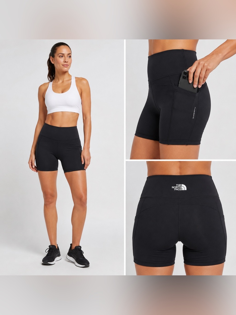 The North Face FlashDry Black High Rise Biker Shorts Pockets XS
